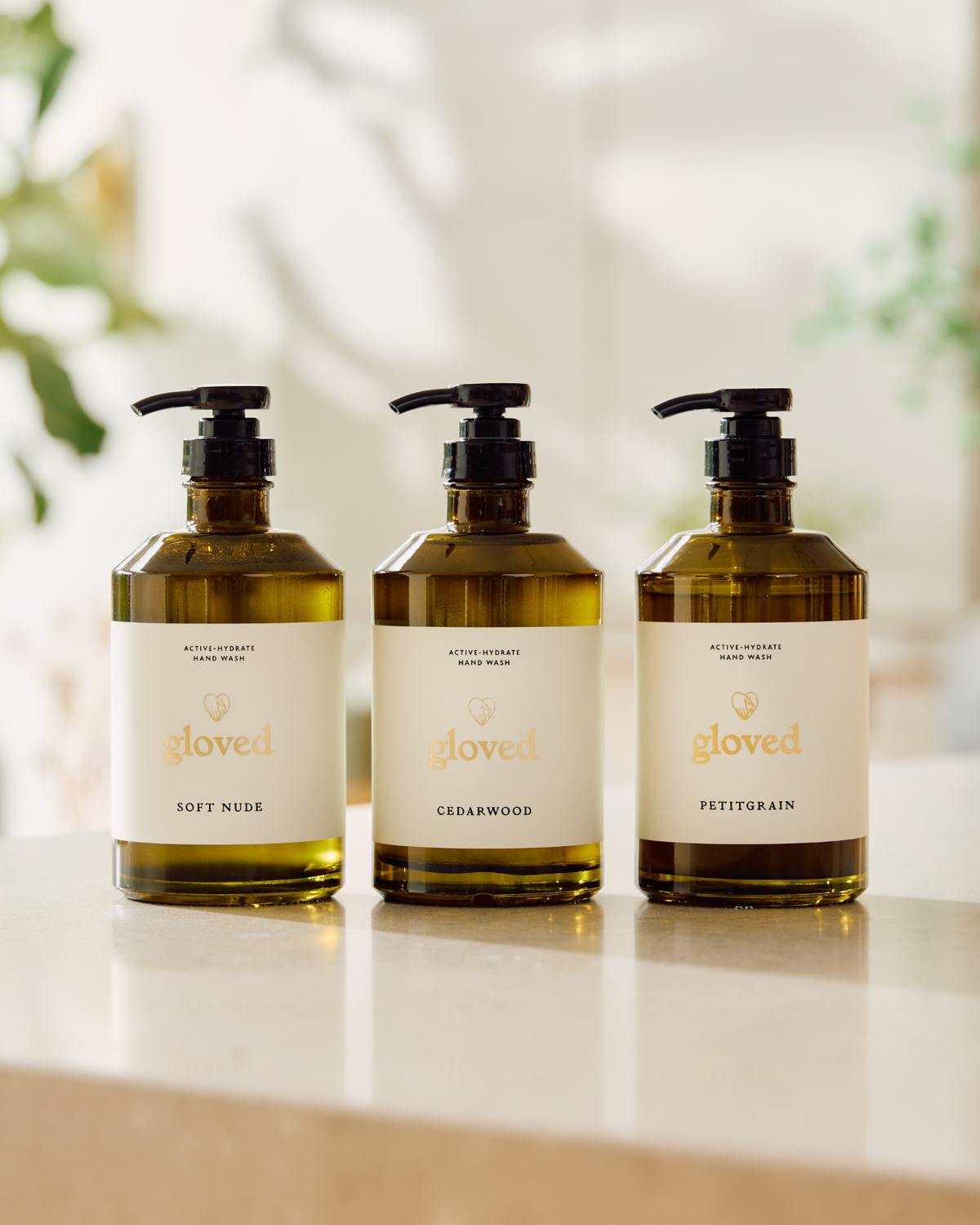 The Hand Wash Trio — Cedarwood, Soft Nude and Petitgrain.